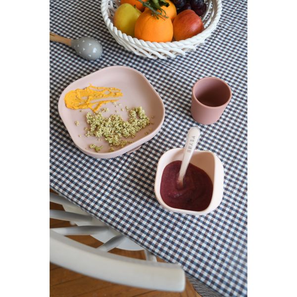 Coffret repas bébé en silicone 4 pièces Barbe à papa