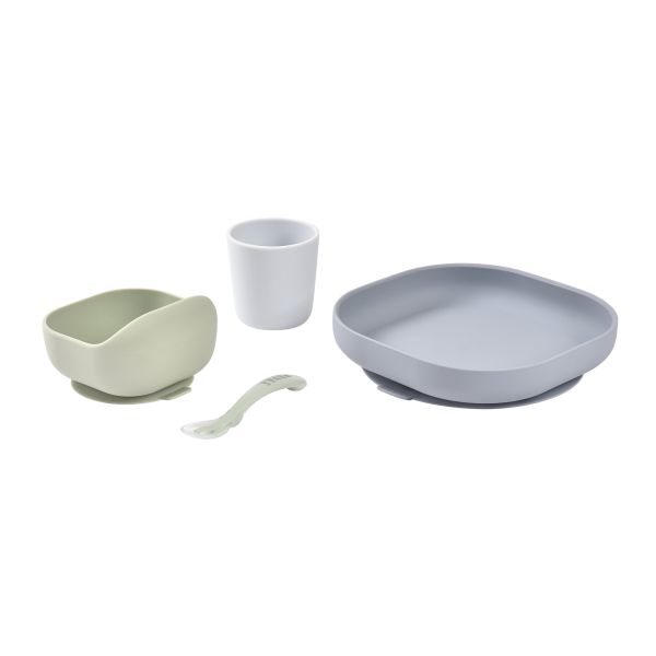 Coffret repas bébé en silicone 4 pièces Galet