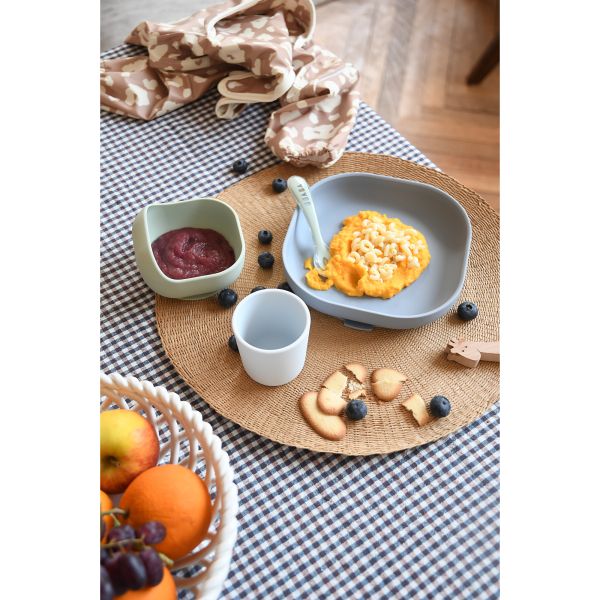 Coffret repas bébé en silicone 4 pièces Galet