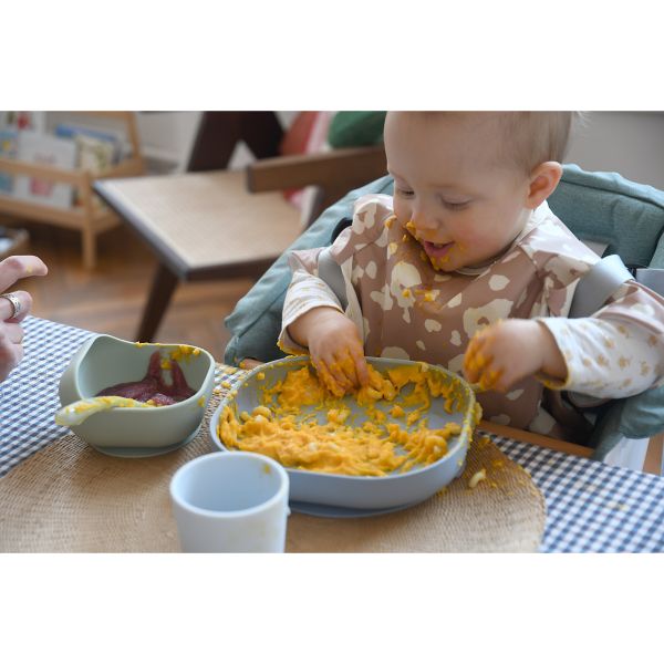 Coffret repas bébé en silicone 4 pièces Galet