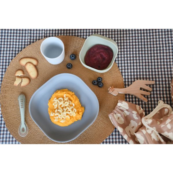 Coffret repas bébé en silicone 4 pièces Galet
