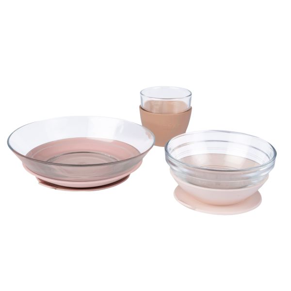 Coffret repas bébé en verre 3 pièces Barbe à papa