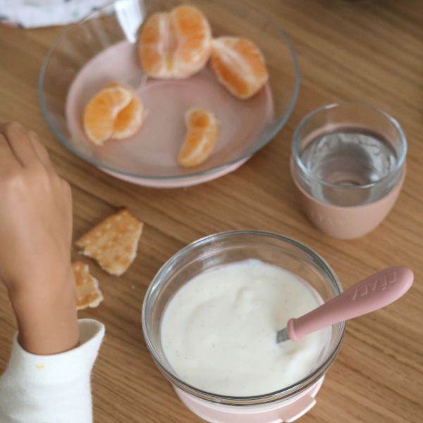 Coffret repas bébé en verre 3 pièces Barbe à papa