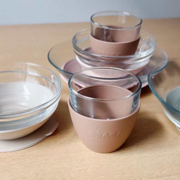 Coffret repas bébé en verre 3 pièces Barbe à papa