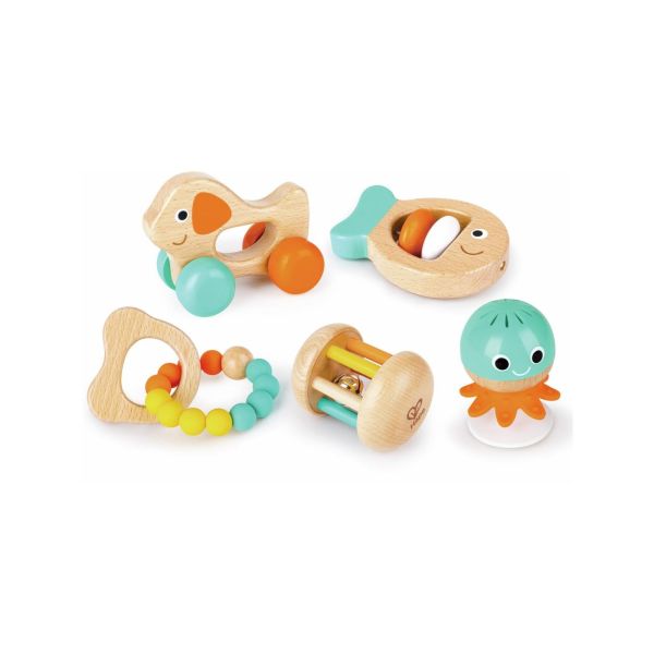 Coffret cadeau sensoriel multi-étapes avec 5 hochets