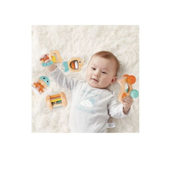 Coffret cadeau sensoriel multi-étapes avec 5 hochets