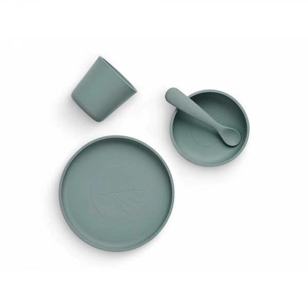 Coffret repas bébé silicone Ash green