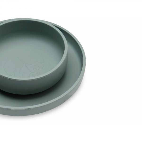 Coffret repas bébé silicone Ash green