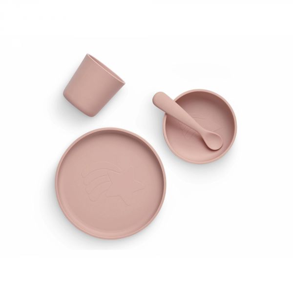 Coffret repas bébé silicone Pale pink