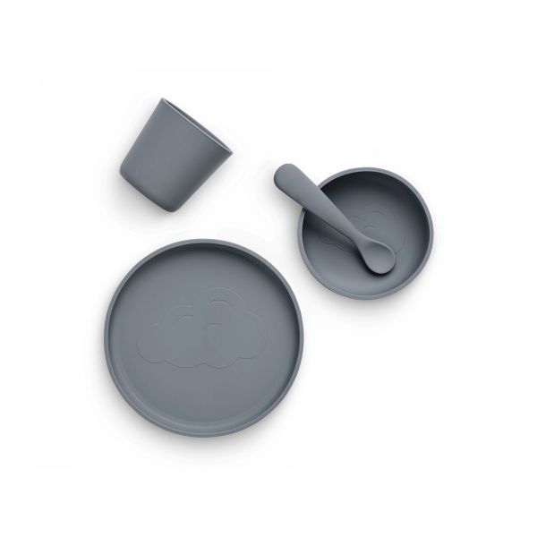 Coffret repas bébé silicone Storm grey