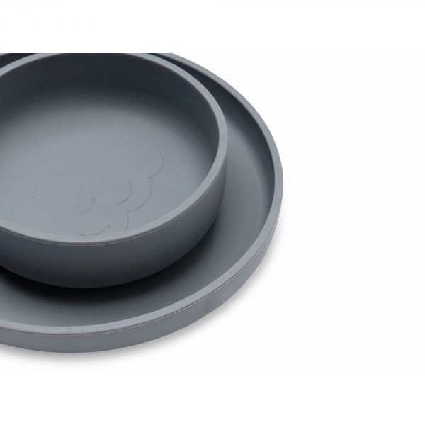 Coffret repas bébé silicone Storm grey