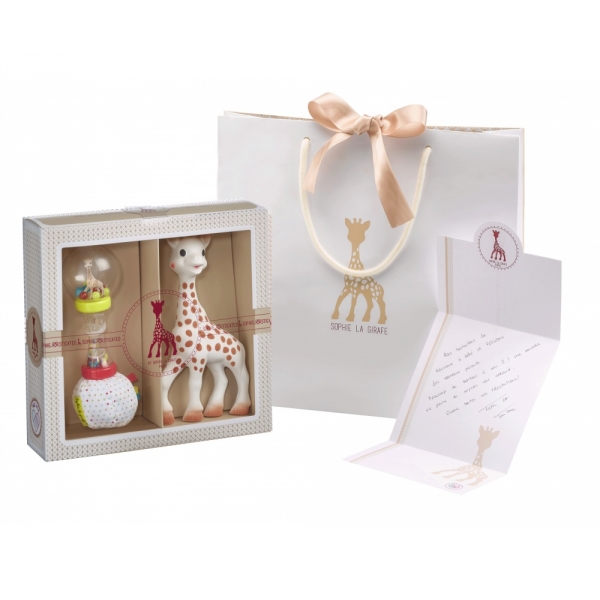 Coffret naissance prêt à offrir Sophie la girafe + Hochet soft maracas