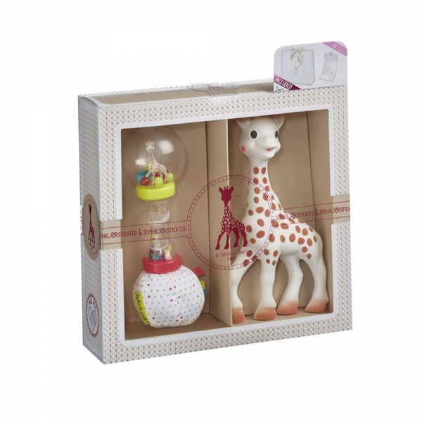 Coffret naissance prêt à offrir Sophie la girafe + Hochet soft maracas