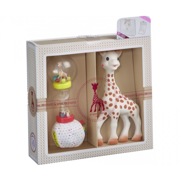 Coffret naissance prêt à offrir Sophie la girafe + Hochet soft maracas