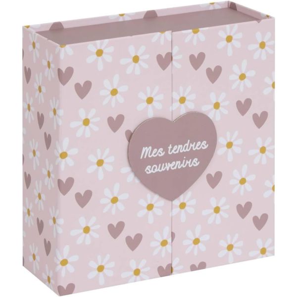 Coffret de naissance souvenirs Cœurs 9 tiroirs