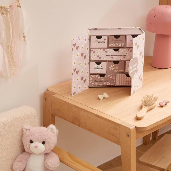 Coffret de naissance souvenirs Cœurs 9 tiroirs