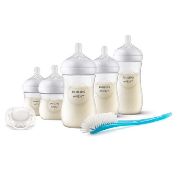 Coffret de 8 biberons PP Natural response, 1 sucette ultra-douce 0-6 mois et 1 goupillon (2 biberons 125 ml + 5 biberons 260 ml + 1 biberon 330 ml)
