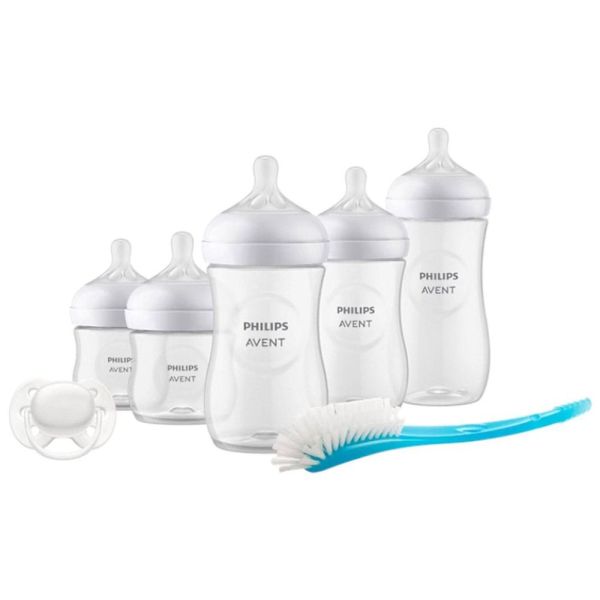 Coffret de 8 biberons PP Natural response, 1 sucette ultra-douce 0-6 mois et 1 goupillon (2 biberons 125 ml + 5 biberons 260 ml + 1 biberon 330 ml)
