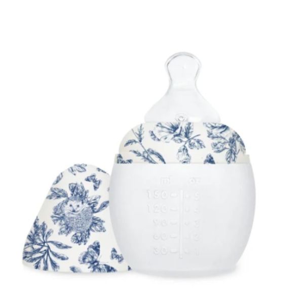 Coffret Biberon + Doudou - Tartine et Chocolat Toile de Jouy Bleu