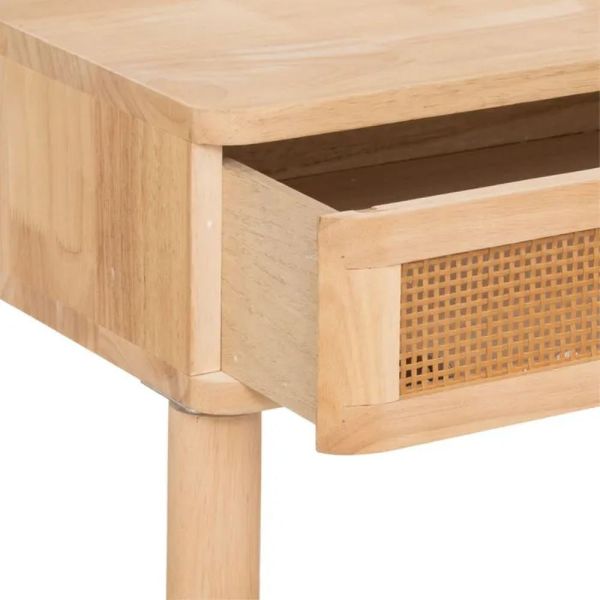 Coiffeuse avec tabouret hévéa et cannage