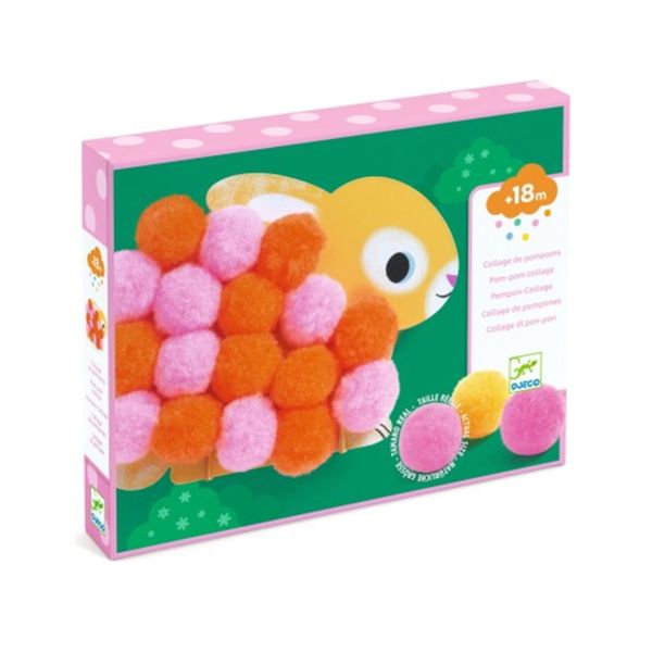 Coffret activités de collages de pompons Animaux et ronds pompons