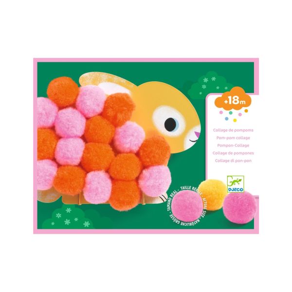 Coffret activités de collages de pompons Animaux et ronds pompons
