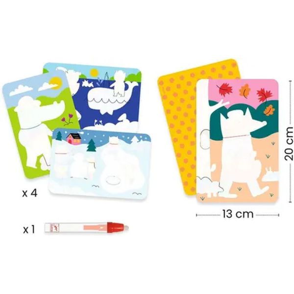 Coloriage à l'eau pour enfant 4 saisons