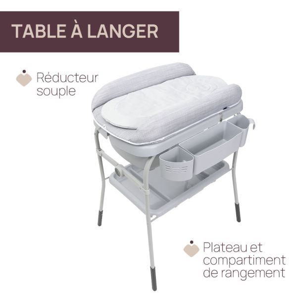 Table à langer avec baignoire Cuddle & Bubble Graphite Melange