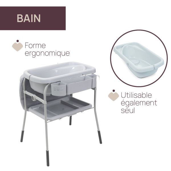 Table à langer avec baignoire Cuddle & Bubble Graphite Melange