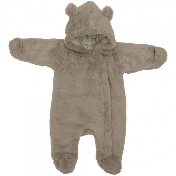 Combi pilote ours en fausse fourrure angora Beige 0-3 mois