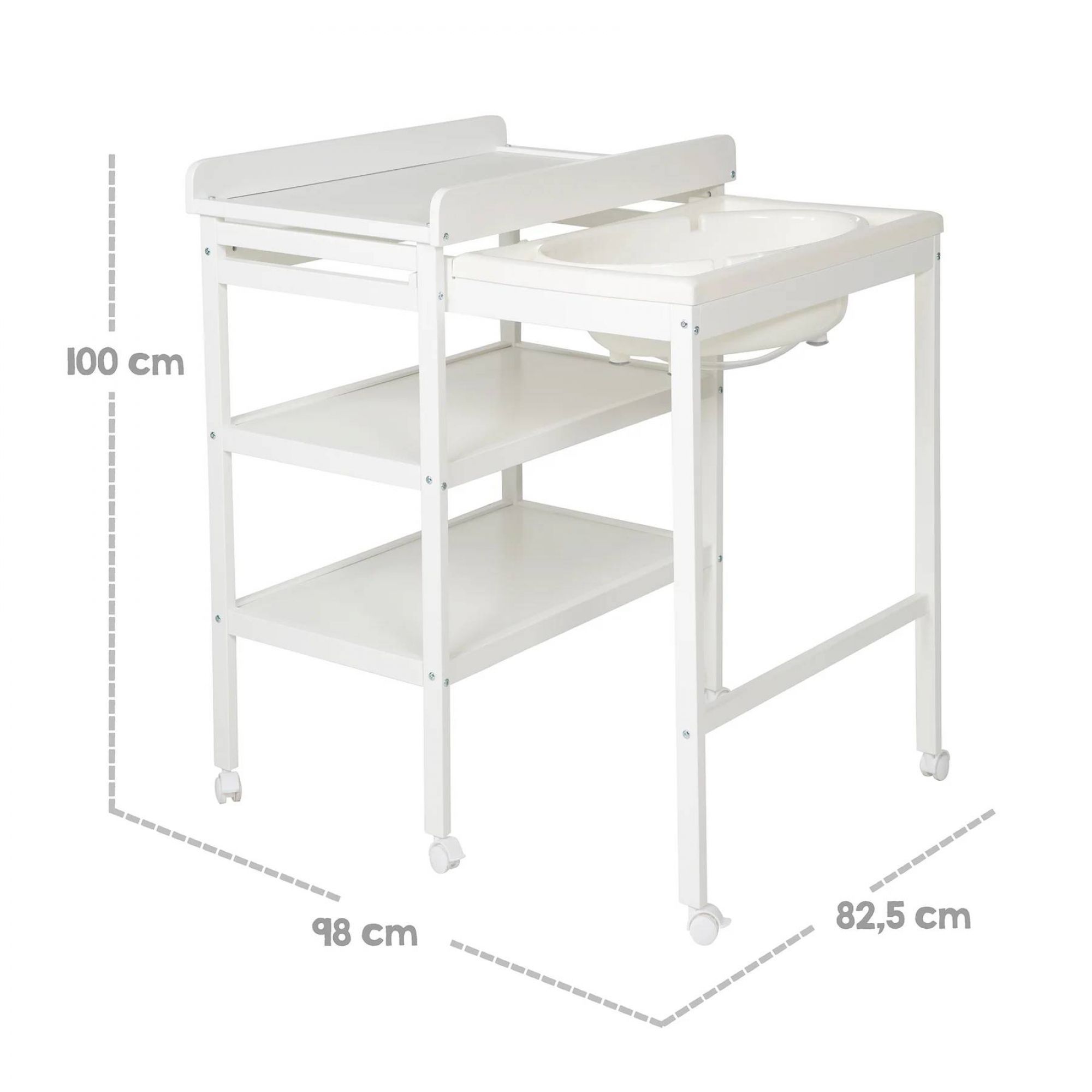 roba Combi baignoire table à langer, matelas à langer bois