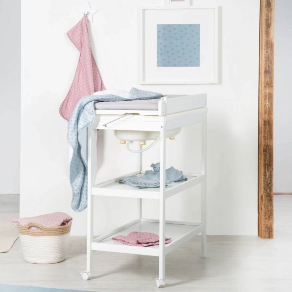 Table à langer avec baignoire pliable Baby Pool gris et son Matelas à langer