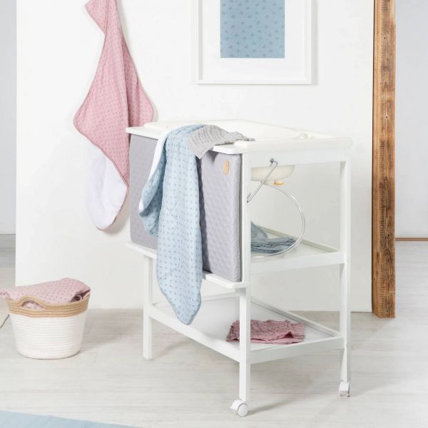 Table à langer pliable avec baignoire Baby Pool et matelas à langer Roba Style gris