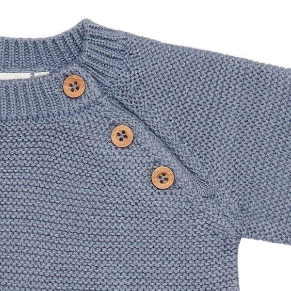 Grenouillère tricot bleu 12 mois
