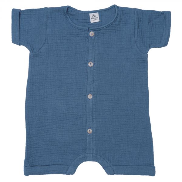 Combishort garçon en gaze pierre bleue - 18 mois