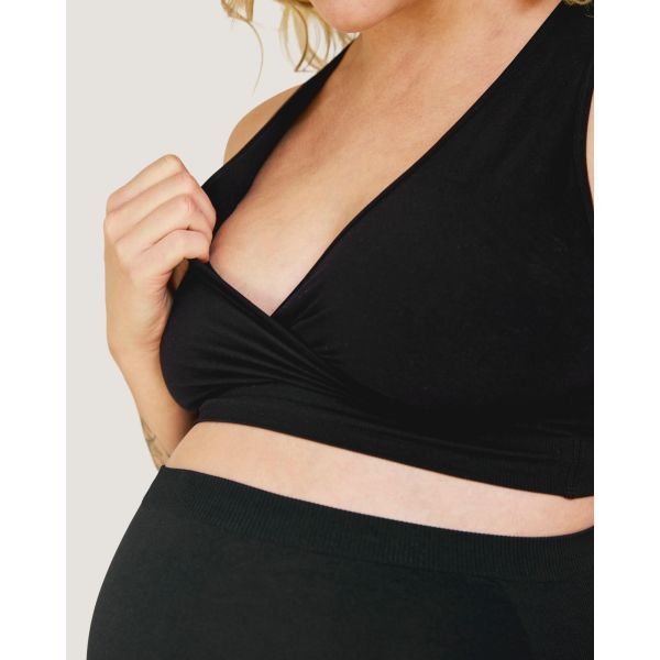Soutien-gorge maternité allaitement sans couture respirant Noir L