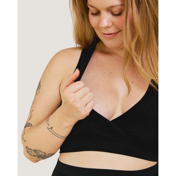 Soutien-gorge maternité allaitement sans couture respirant Noir L