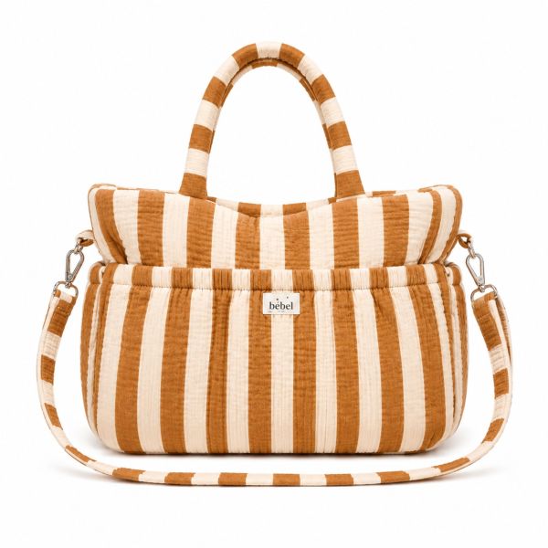 Sac à langer en double gaze Rayure Camel