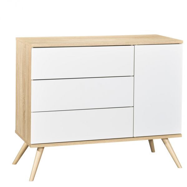 Commode 1 porte 3 tiroirs Seventies Blanc