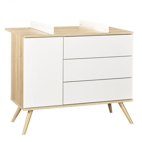 Commode 1 porte 3 tiroirs Seventies Blanc