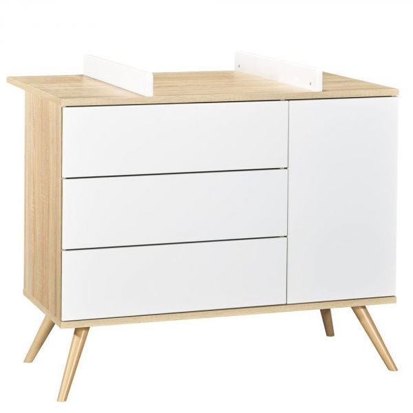 Commode 1 porte 3 tiroirs Seventies Blanc