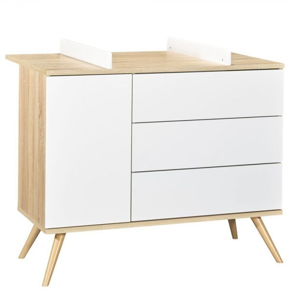 Commode 1 porte 3 tiroirs Seventies Blanc