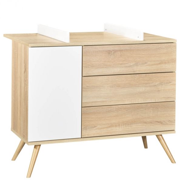 Commode 1 porte 3 tiroirs Seventies Bois