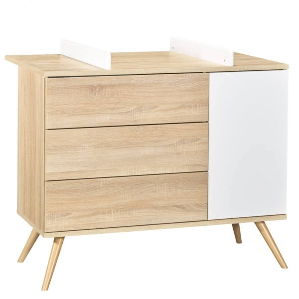 Commode 1 porte 3 tiroirs Seventies Bois