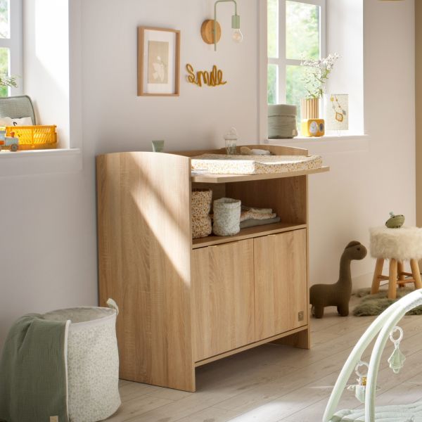 Commode 2 portes et niche avec dispositif à langer Azur