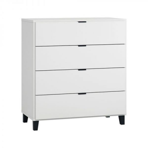Commode 4 tiroirs blanc et noir - Collection Simple