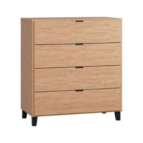 Commode 4 tiroirs bois et noir - Collection Simple