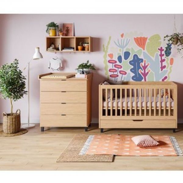 Commode 4 tiroirs bois et noir - Collection Simple