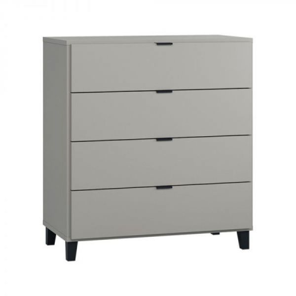 Commode 4 tiroirs gris et noir - Collection Simple