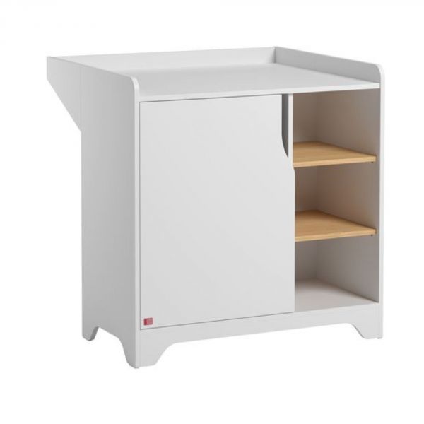 Commode avec plan à langer bois et blanc - Collection Leaf